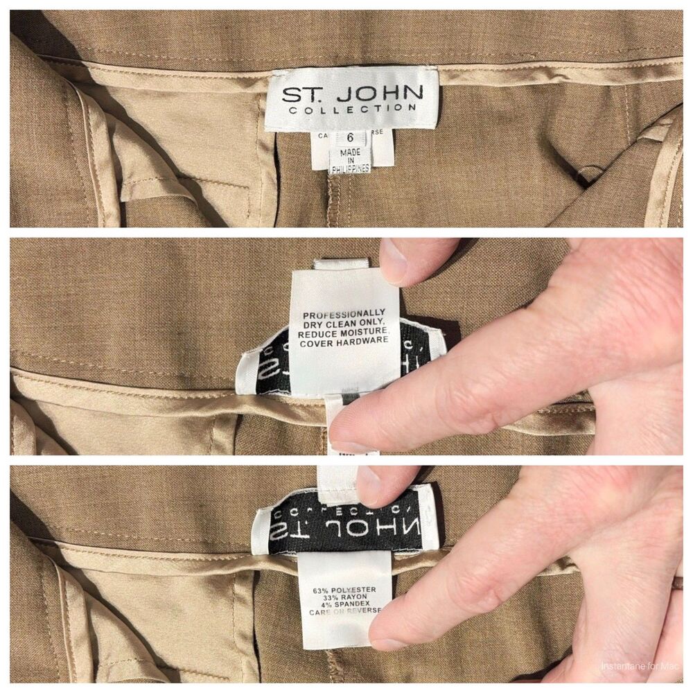 St. John Collection Beige Wide Leg Flare Pants Pockets Lagenlook Women Size 6 - Picture 4 of 8
